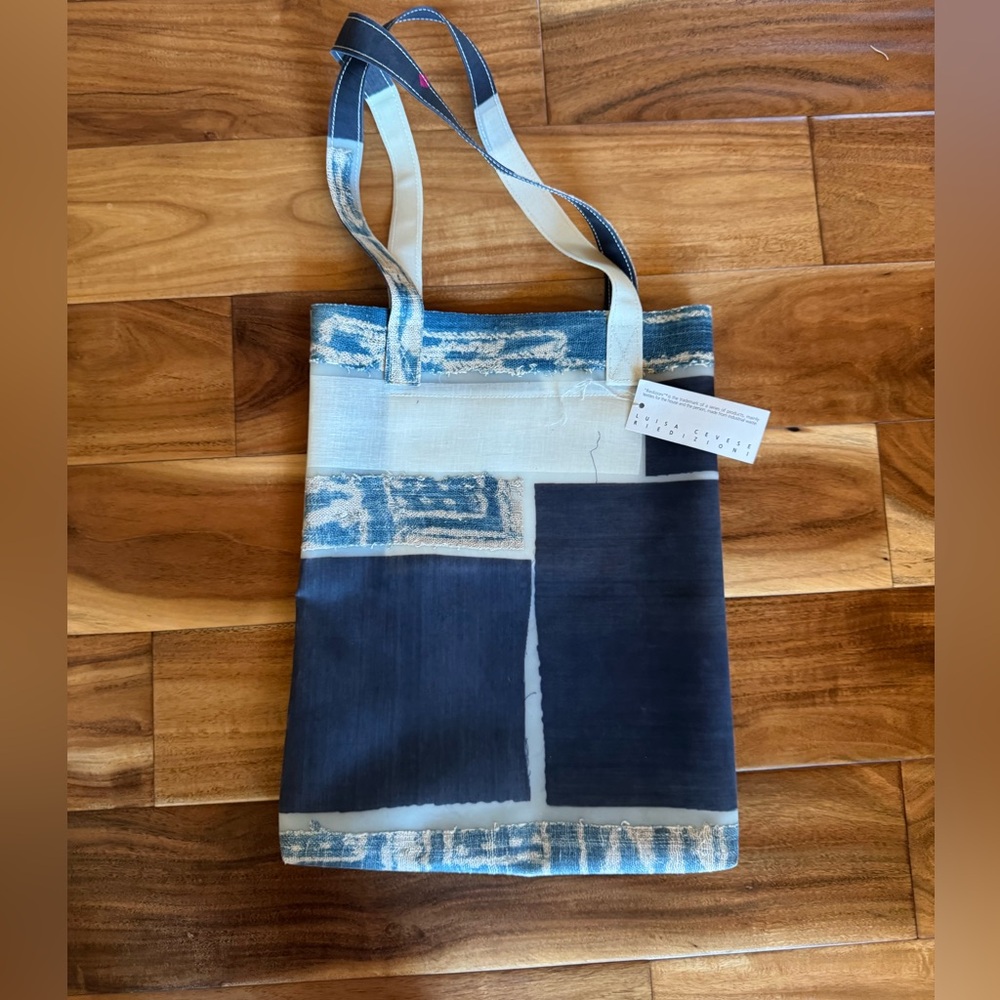 NWT luisa cevese riedizioni Blue and Cream Tote Bag